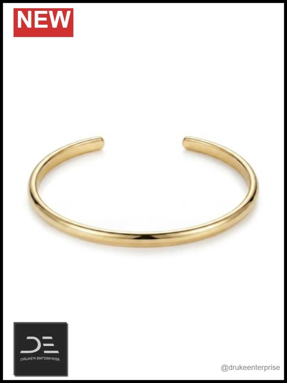 14K Gold Cuff Bangle Bracelet for Women – 4mm Open Stacking Adjustable